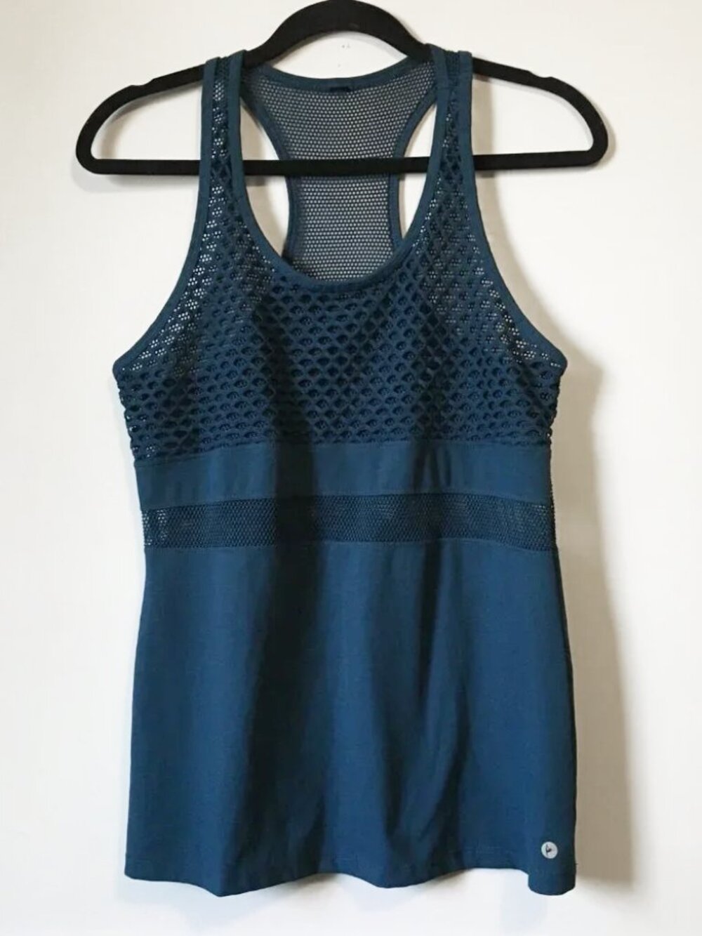90 Degree By Reflex Dark Blue Turquoise Racerback Mesh Yoga Tank